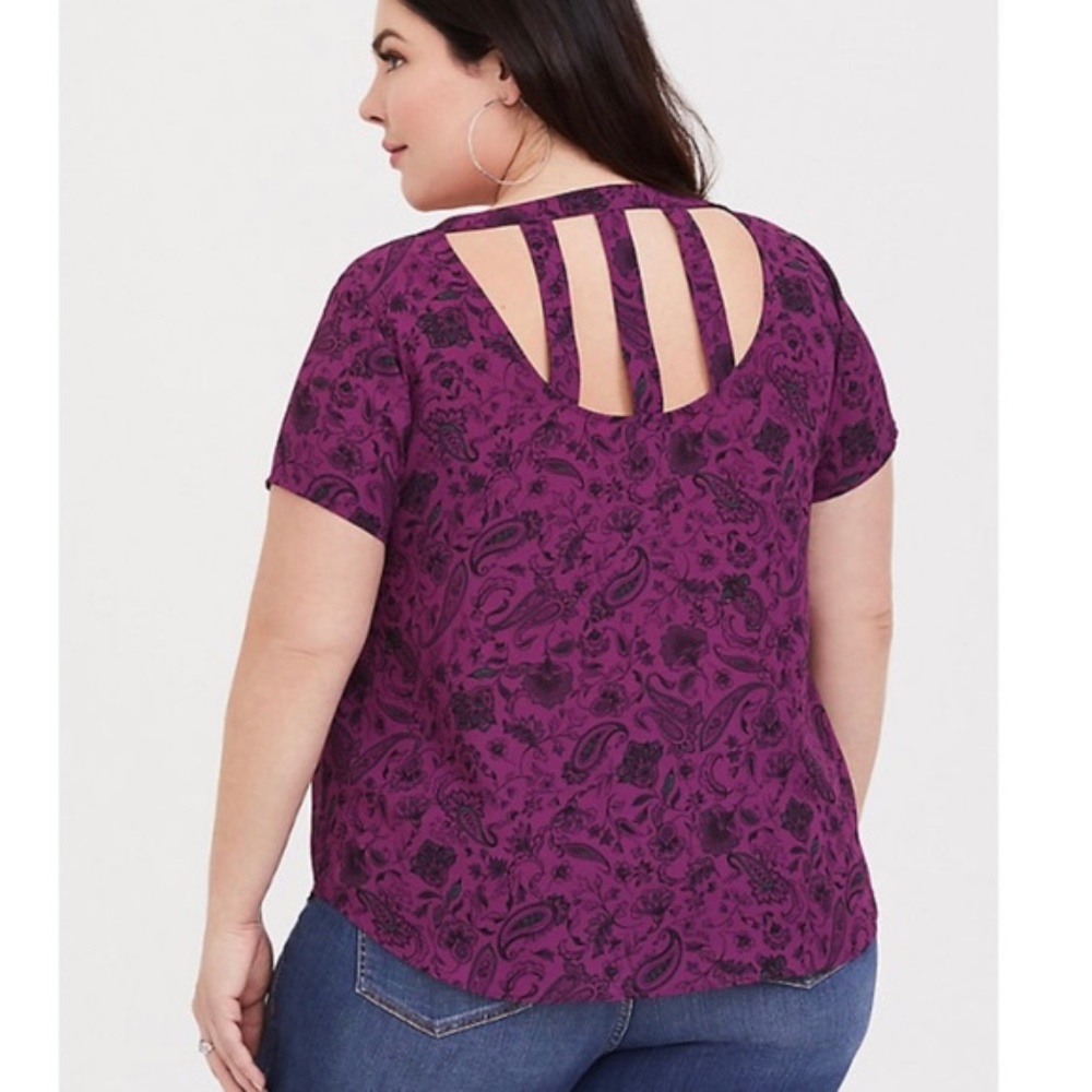 Torrid Purple Short Sleeve Cutout T-Shirt